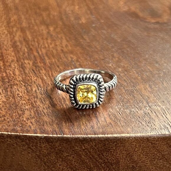 New STERLING SILVER 925 Yellow Cz Ring Size 8 - Picture 1 of 6